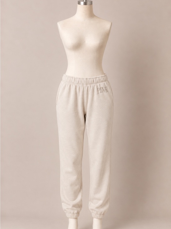 Victoria's Secret Pants - PINK Victoria’s Secret Ivory Fleece Jogger Sweatpants XS Lounge Cozy